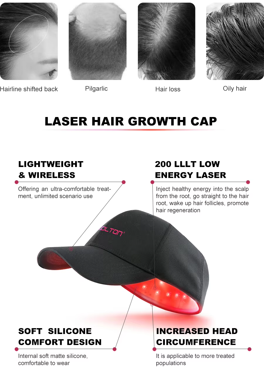 Hair Growth Red Light Therapy Wrap Cap